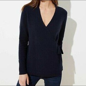 LOFT Navy Side Tie Wrap Sweater - S